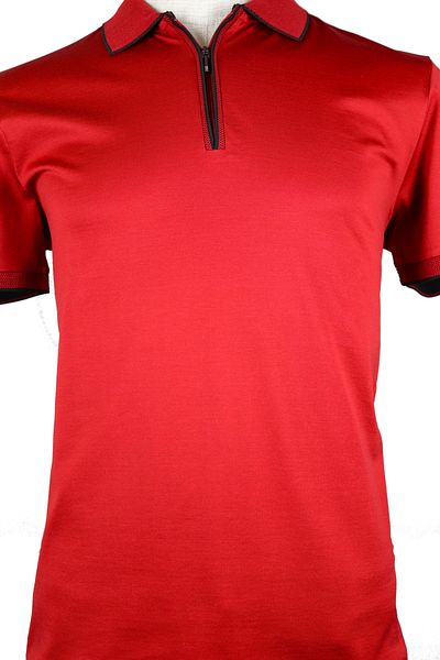 Nehir 241700207   Claret Red Zippered P. Collar T-Shirt