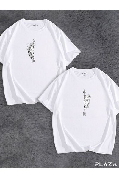 Plaza Butik Μαύρο Lover's Lion's Wife Oversize Tshirt - Συνδυασμός Ζευγαριού