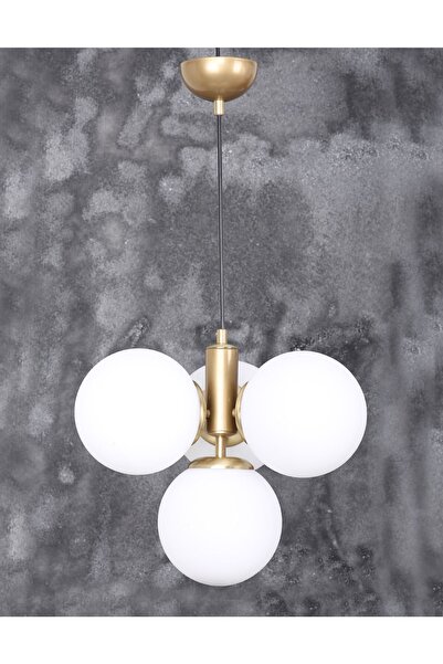 MŞ Aydınlatma Hector 4'lü Eskitme Beyaz Camlı Avize