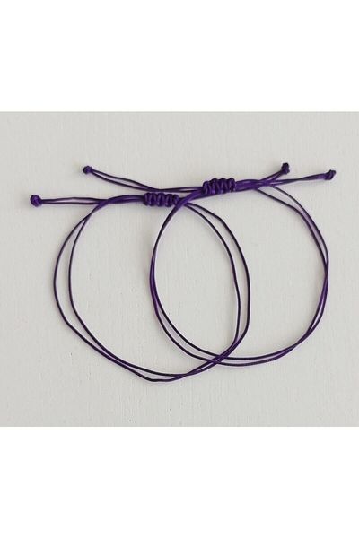 Lade Unisex Purple Thread Set of 2 Macrame Detailed Lucky Bracelet Adjustable