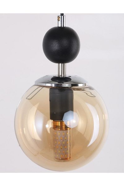 MŞ Aydınlatma Misket Black Chrome Plated Honey Glass Chandelier