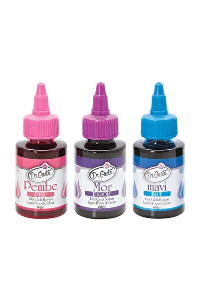 Dr. Gusto Dr Gusto Likit Gıda Boyası 3'lü Pembe - Mor - Mavi 60 gr