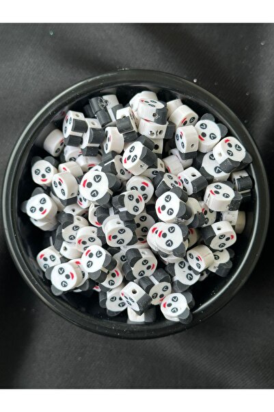 Bijumix Aksesuar 25 Adet 10mm Polimer Kil Fimo Panda Figürlü Boncuk Takı Yapı...