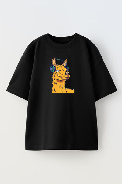 NMG TEKSTİL تي شيرت قطني أسود كبير الحجم مطبوع عليه الجمل للجنسين