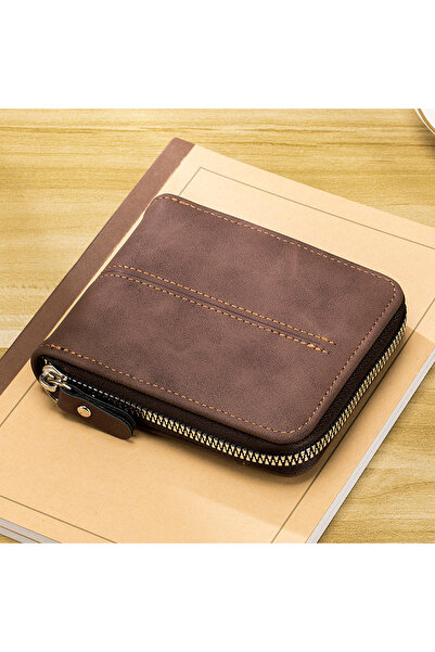 Choice New Men's Wallet Short, Large Capacity, Fashionable Retro, Three-Fold Bag, Personalized Zipper, M...
