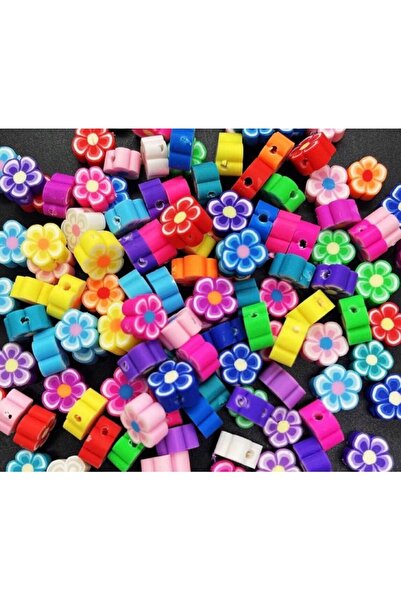 Bijumix Aksesuar 25 Adet 10mm Polimer Kil Fimo Çiçek Figürlü Boncuk Takı Yapı...