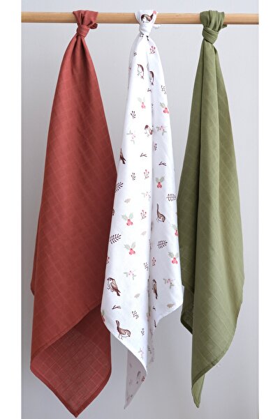 ( 3 Pieces ) 100x75cm 100% Cotton 3-Piece Muslin Cover Set