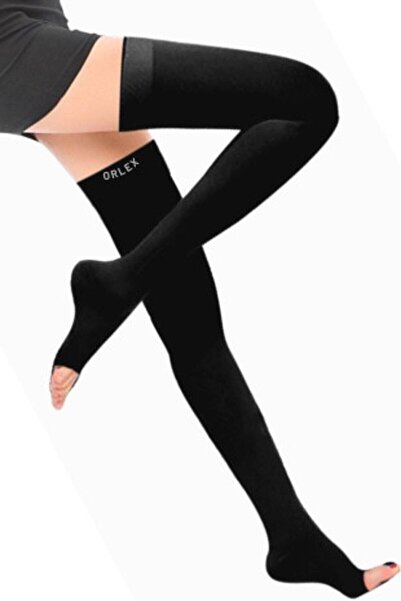 ORLEX Diz Üstü Çorabı Burnu Açık Ccl2 Orta Basınc-siyah-