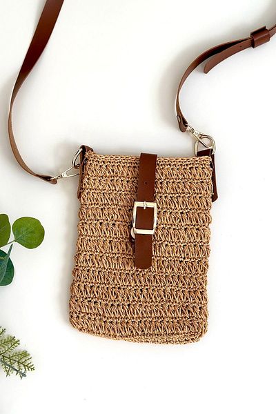 BECCASTYLE Phone Bag - Small Crossbody, Knitted Straw, Summer Raffia and Handmade Bag