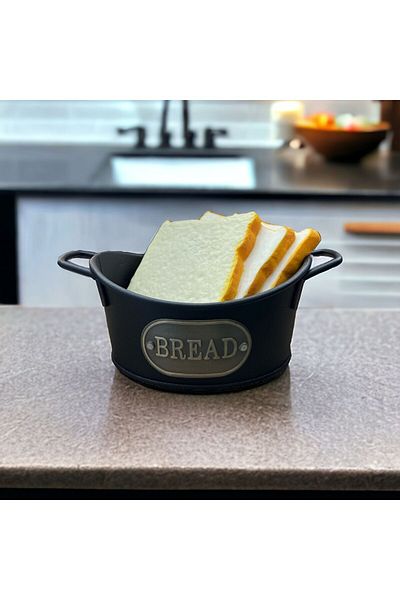 LUCKYHOMES Metal Boat Bread Holder, Table Top Bread Basket 12X18X7