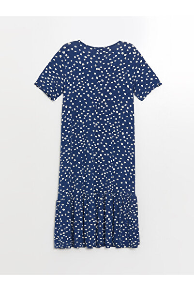 LC Waikiki Vzorované dámské šaty s krátkým rukávem s výstřihem