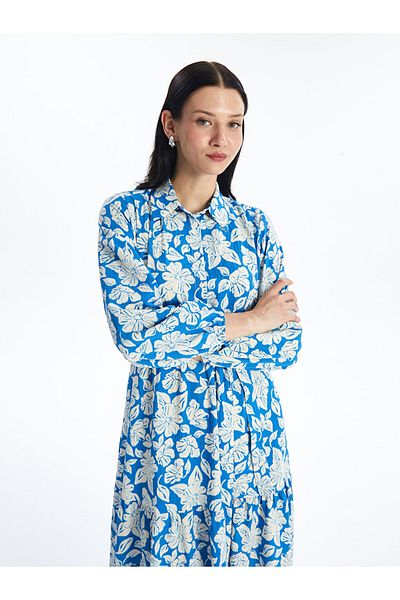 LC Waikiki Rochie de damă cu mânecă lungă cu guler cămașă