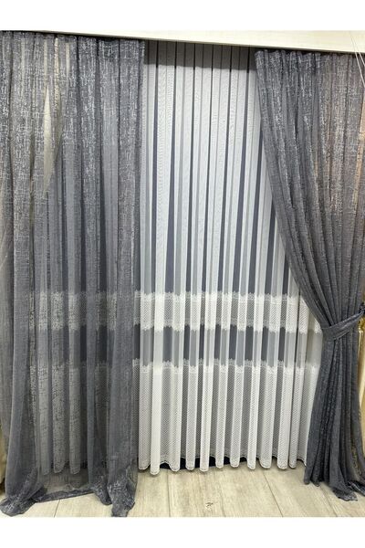 Suradesign Pileli Bağlamalı Tül Fon Perde - Takım 2 Adet