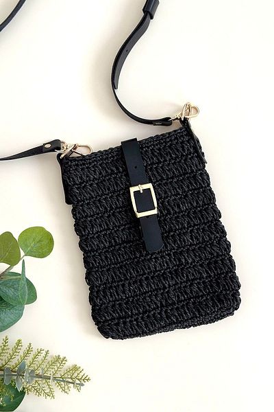 BECCASTYLE Phone Bag - Small Crossbody, Knitted Straw, Summer Raffia and Handmade Bag