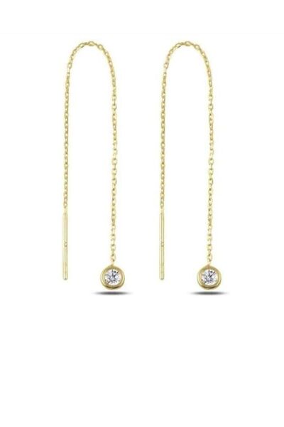 ESJ Silver Zirkon Taş Sarkık Japon Kadın Küpe