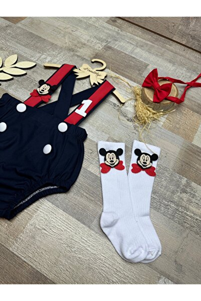Feriatolye El yapımı Lacivert kırmızı erkek bebek Mickey mouse konseptli salo...