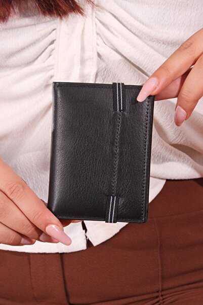 Grande 325 Unisex Γνήσιο δέρμα Διάφανη θήκη για κάρτες Πορτοφόλι ΜΑΥΡΟ