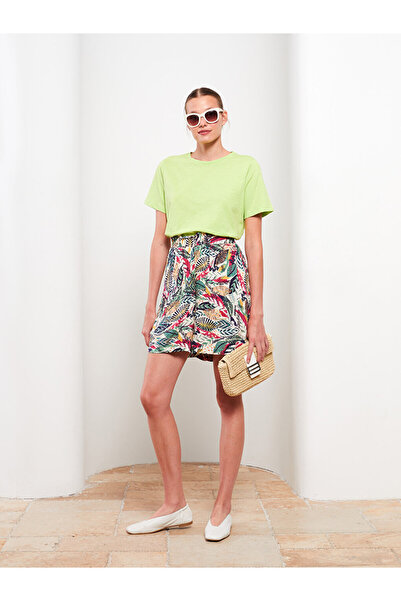 LC Waikiki Vzorované viskózové dámské šortky s elastickým pasem