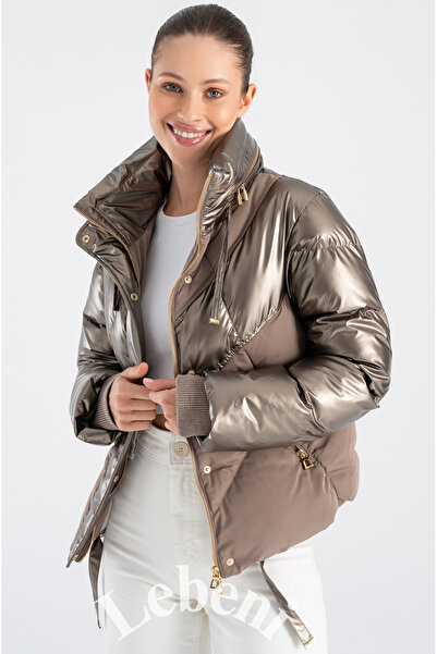 Lebeni Kadın Şişme Mont - Kış Ve Kayak Montu Gizli Kapüşonlu Parlak Ve Mat Ku...