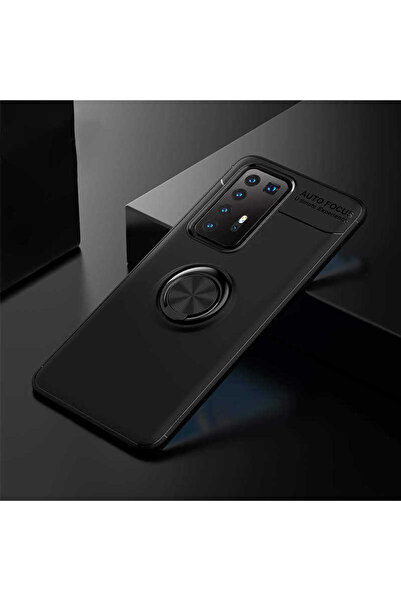 halkhouse Huawei P40 Pro Uyumlu Kılıf Auto Focus Yüzüklü Standlı Ravel Siliko...