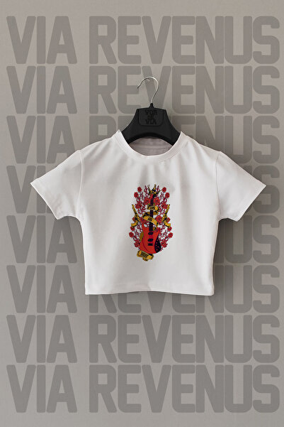 Vordevia Bela Skraćeni kroj - Guns and Roses Štampano, Slim Fit, okrugla krag...