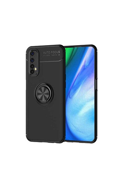 halkhouse Realme 7 Uyumlu Kılıf Auto Focus Yüzüklü Standlı Ravel Silikon Kapak