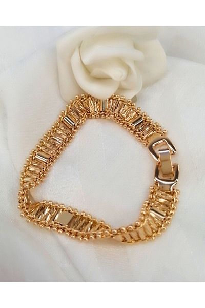 Sonat Collection Vip Series 19 cm Xupıng Coloring, Fading and Allergy-Free Rose Gold Straw Bracelet
