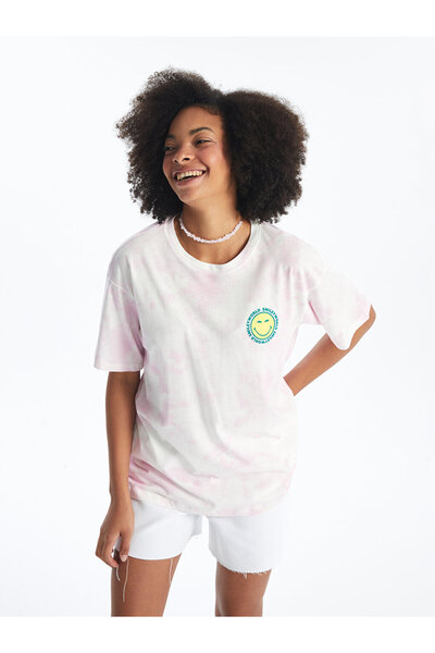 LC Waikiki Dámské tričko s potiskem Smiley World – výstřih, krátký rukáv