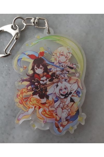 Kaptan Mavi Genshin Impact - Amber, Lumine, Paimon Character Toy Keychain Bag Gift Ornament Mascot