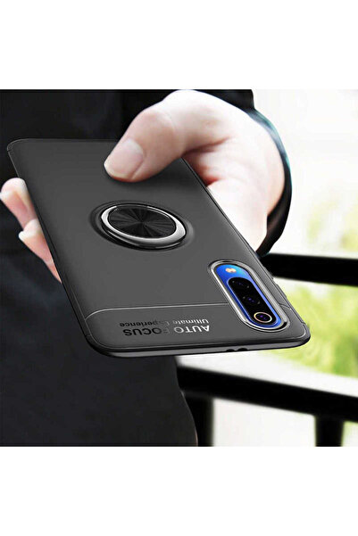 halkhouse Xiaomi Mi 9 SE Uyumlu Kılıf Auto Focus Yüzüklü Standlı Ravel Silikon Kapak