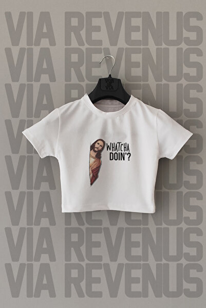 Vordevia Isus Štampano Uski kalup okrugla kragna Sa likrom Beli Skraćeni kroj