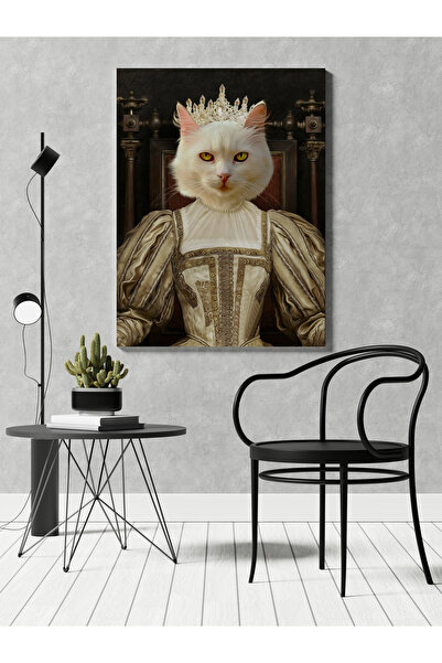 RUGSMODERN Kanvas Tablo Çok Renkli Asil Kedi Prenses Desen