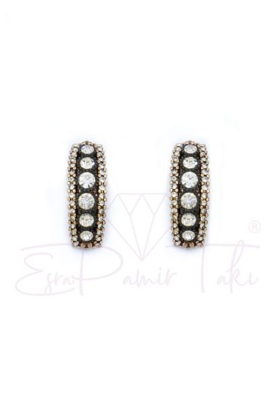 Esra Pamir Diamond Mounted Zircon Stone Earrings