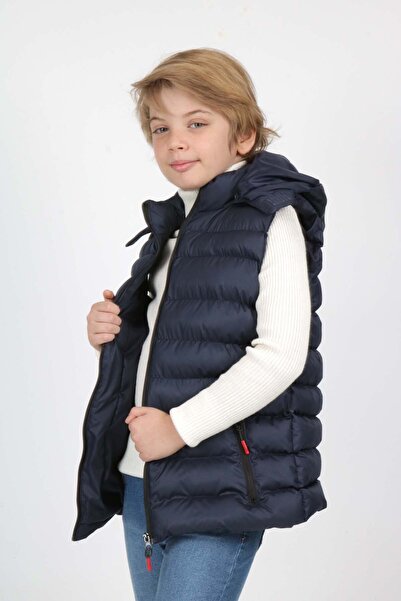 Buket Tekstil Navy Blue Double Pocket Extra Fiber Vest for Boy