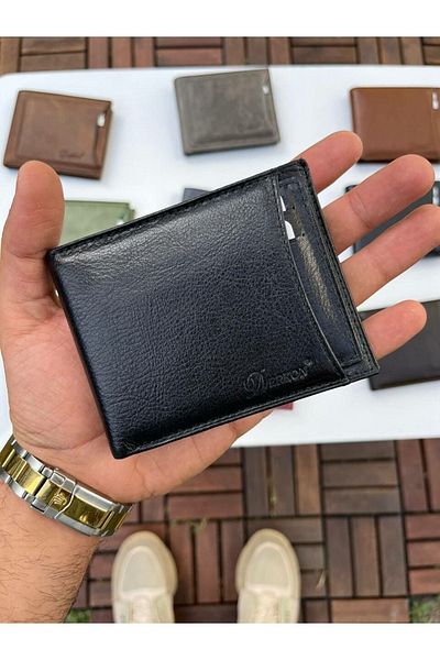 DERKON Noyi Genuine Leather Black Wallet with Internal Removal