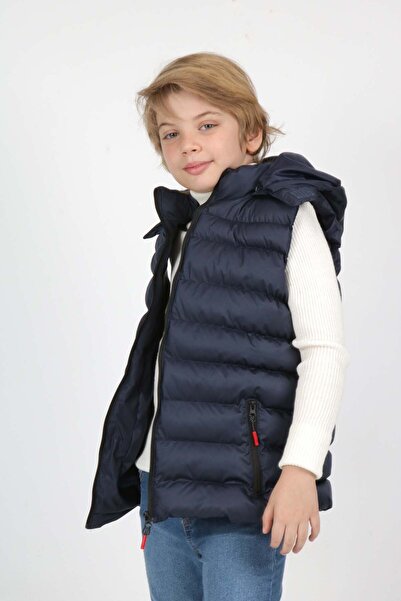Buket Tekstil Navy Blue Double Pocket Extra Fiber Vest for Boy