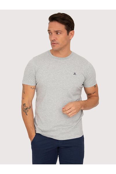 Sir Raymond Tailor Si3711631 - Men's Gray Melange Modal Mixed Crew Neck Comfortable Fit T-Shirt