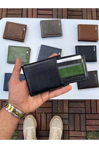DERKON Noyi Genuine Leather Black Wallet with Internal Removal