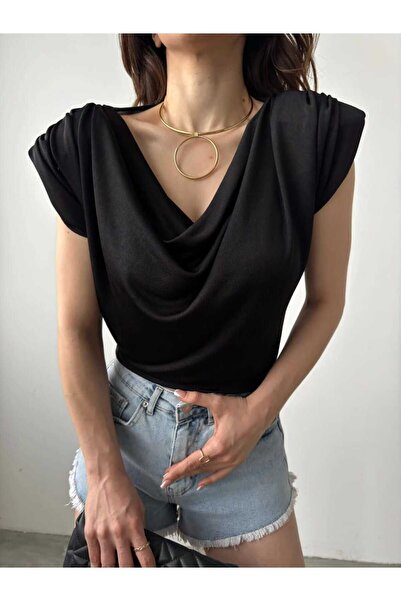 gocuk DF6007 Padded Degaje Collar Women's Trendy Summer Buzzy Blouse