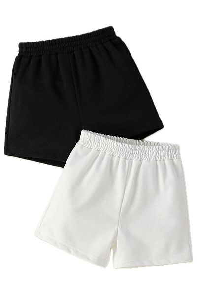 ukdeep Fab Unisex Kids Shorts - Short, 2-Piece, Black and White