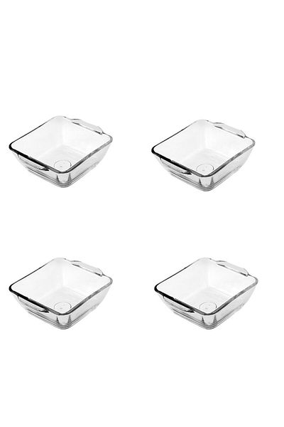 YANPA TİCARET Yanpa Ticaret - 4-Piece Glass Bowl with Handle Presentation Set, Breakfast Jam and Snack Bowl