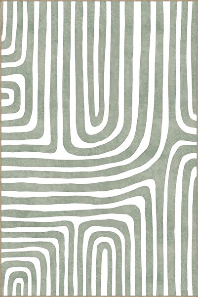 Rugs Modern Halı Yeşil Mavi Dalgalı Temalı Dekoratif Halı ve Yıkanabilir Halı...