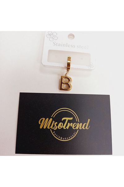 miso aksesuar takı Misotrend Steel B Letter Balloon Earrings - Single Pack