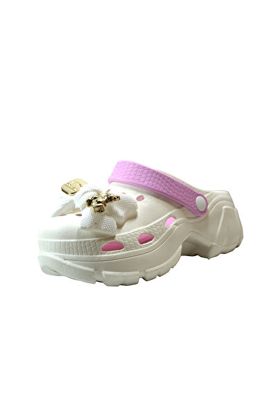 Onlo Ayakkabı SNX.0166 Beige Pink/Brown - High Sole Closed Front Slippers