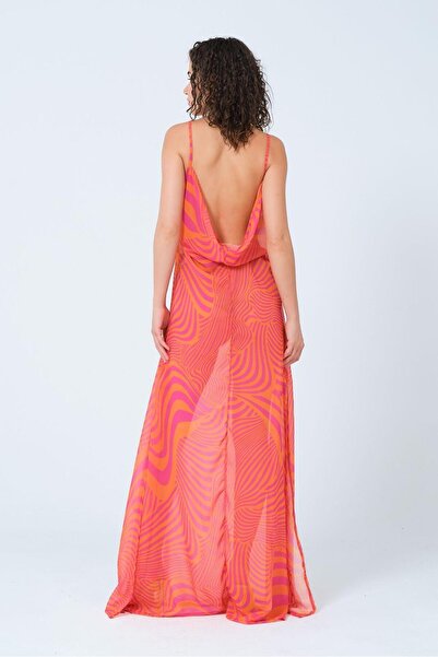 OPIA İstanbul LUCİA Sırt Dekolteli Yırtmaç Detaylı Transparan Elbise