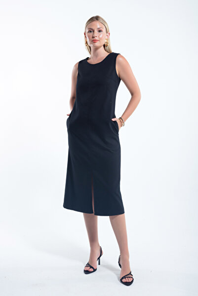 Butik Arzu Özel Moda Atölyesi Siyah Gabardin Elbise