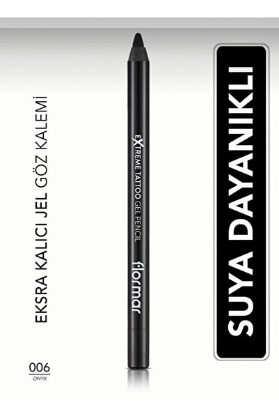Flormar Suya Dayanıklı Jel Göz Kalemi (SİYAH) - Extreme Tattoo Gel Pencil - 006 Onyx