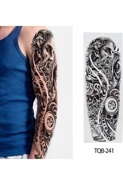 Tattoo Gerçekci Geçici Zeus Kurukafa Saat Dövme Kol Kaplama Tattoo Dövme Mode...