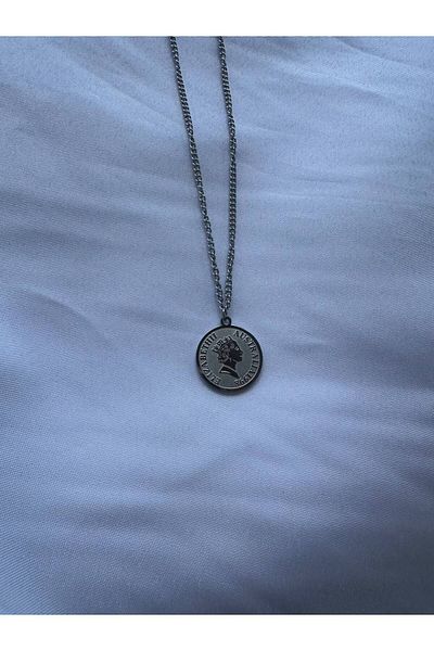 Arvens Silver Elizabeth Men's Double Sided Women's Necklace Unisex Stainless Steel Does Not Tarnish Does Not Lose Color