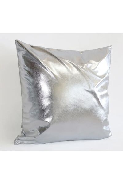 MER HOME غطاء وسادة معدني لامع (فضي)